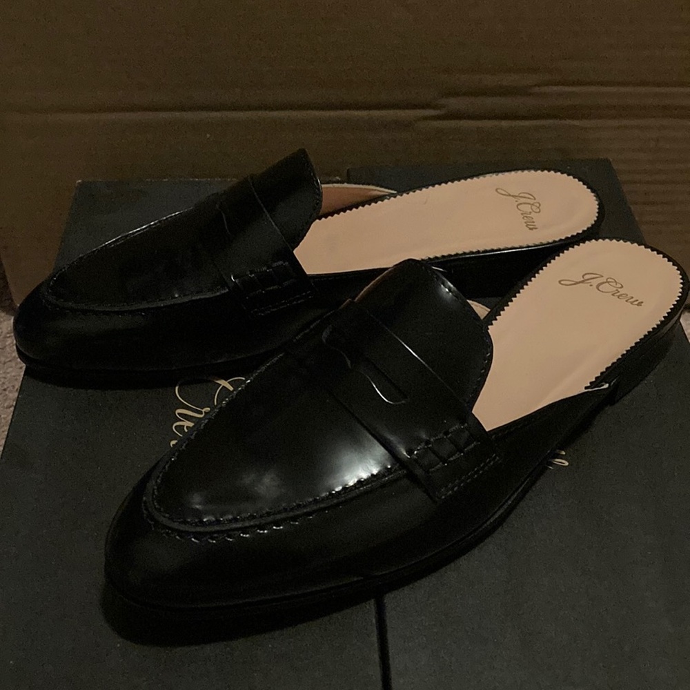 JCrew Academy loafer mules in leather